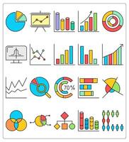 A set of 20 graph icons as pie chart, board analytics vector