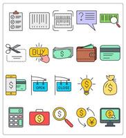 A set of 20 shopping icons as checklist, bar code, qr code vector