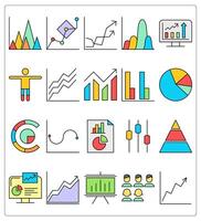 A set of 20 graph icons as bar graph, chart, statistics vector