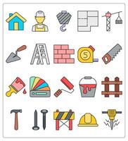 A set of 20 construction icons as house, architect, crane hook vector