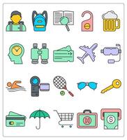 A set of 20 travel icons as student, backpack, search content vector