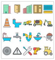 A set of 20 construction icons as building, open door, apartment vector
