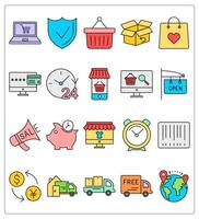 A set of 20 shopping icons as online shopping, security shield vector