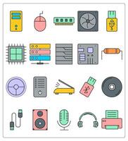 A set of 20 computer hardware icons as cpu, mouse, ram vector