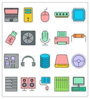 A set of 20 computer hardware icons as laptop, cpu, mouse vector