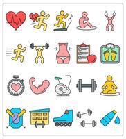 A set of 20 health icons as heart beat, running, treadmill vector