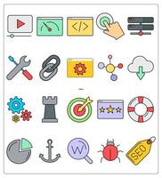 A set of 20 seo icons as online , speedometer, programming vector