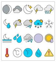 A set of 20 weather icons as eclipse, cloud, night vector