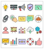 A set of 20 seo icons as idea, hosting, speaker vector