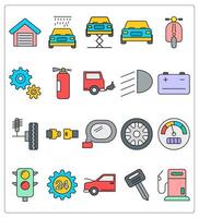 A set of 20 vehicle maintenance icons as garage, car hailing, car service vector