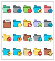 A set of 20 folder icons as folder, graphical folder, remove folder vector