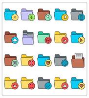A set of 20 folder icons as delete folder, download folder, search folder vector