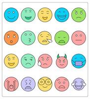 A set of 20 face emoticon icons as happy, blush, relieved vector