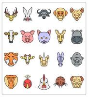 A set of 20 animals icons as reindeer, rabbit, buffalo vector