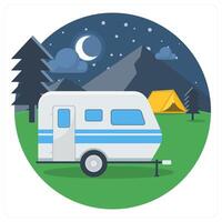 Camping Bus and travel icon concept vector