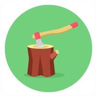 Wood Cutting and axe icon concept vector