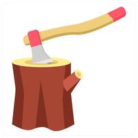 Wood Cutting and axe icon concept vector