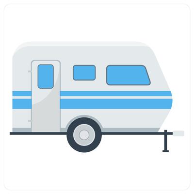 Camping Bus and bus icon concept
