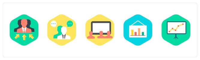 A set of 5 mix icons as business manager, business conversation vector