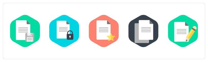 A set of 5 mix icons as document, document security, favorite document vector
