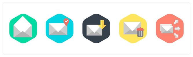 A set of 5 mix icons as email, mail location, mail download vector