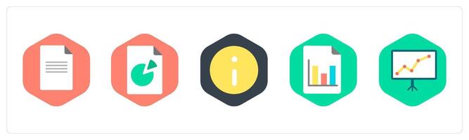 A set of 5 mix icons as document, data, information vector