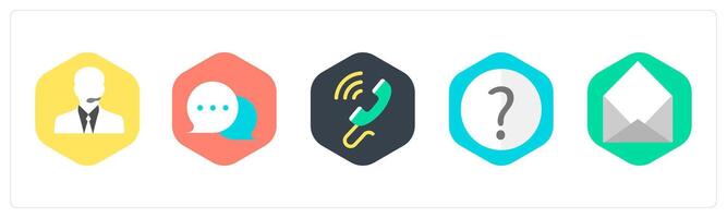 A set of 5 mix icons as customer support, message, wifi calling vector