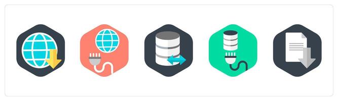A set of 5 mix icons as globe, global connection, server vector
