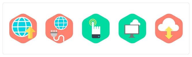 A set of 5 mix icons as globe, global connection, gesture vector