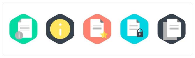 A set of 5 mix icons as document information, information, favorite document vector
