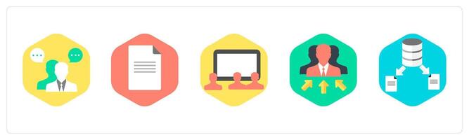 A set of 5 mix icons as business conversation, document vector