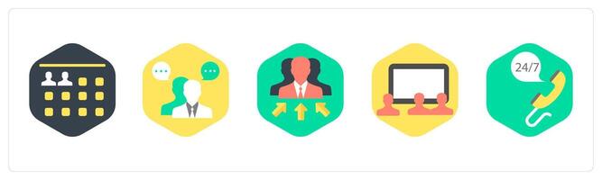 A set of 5 mix icons as user details, business conversation, business manager vector