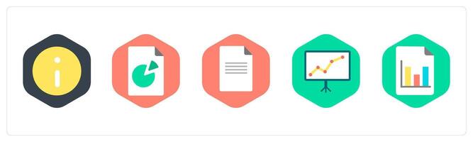 A set of 5 mix icons as information, data, document vector