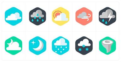 A set of 10 mix icons as clouds, rainy season, cloudy day vector