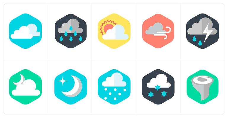 A set of 10 mix icons as clouds, rainy season, cloudy day