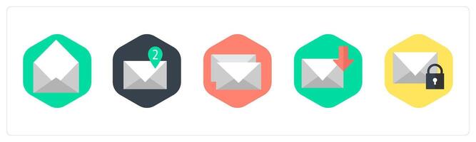 A set of 5 mix icons as email, email notification, mails vector
