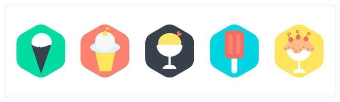 A set of 5 mix icons as ice cream cone, ice cream, dessert vector