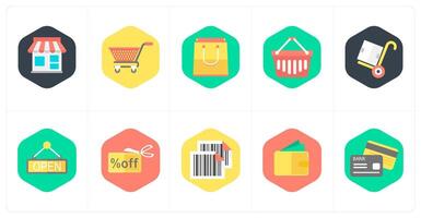 A set of 10 mix icons as store, cart, shopping bag vector
