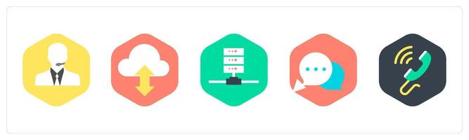 A set of 5 mix icons as customer support, cloud computing, server vector