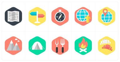 A set of 10 mix icons as map, directions, compass direction vector