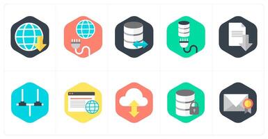 A set of 10 mix icons as globe, global connection, server vector
