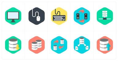 A set of 10 mix icons as computer, mouse, keyboard vector
