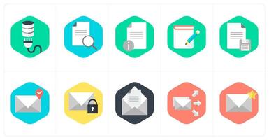 A set of 10 mix icons as database, search content, document information vector