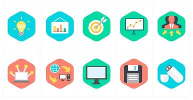 A set of 10 mix icons as idea, analysis, target vector