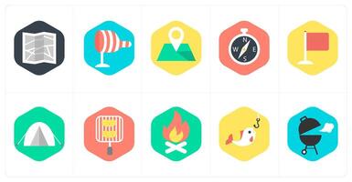 A set of 10 mix icons as map, wind indicator, pin vector