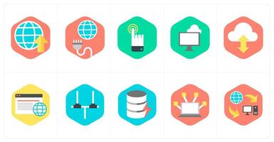 A set of 10 mix icons as globe, global connection, gesture vector