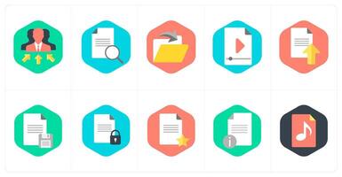 A set of 10 mix icons as business manager, search content, file transfer vector