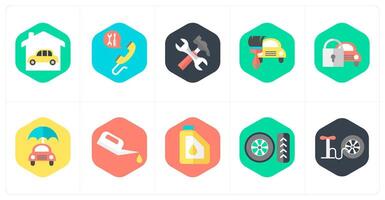 A set of 10 mix icons as garage, call service, repair tools vector