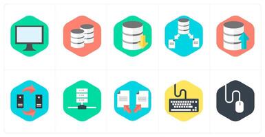 A set of 10 mix icons as computer, server, database vector