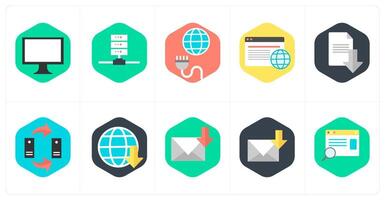 A set of 10 mix icons as computer, server, global connection vector